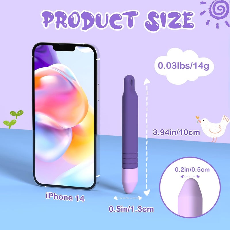 Mixoo Kid-Friendly Stylus Pens for Touch Screens with Tethers - Anti-Rolling Tablet Stylus 2 Pack for Kids, Compatible with iPad, iPhone, Tablets, Kindle and All Touch Screen Devices (Blue+Purple) - Image 3